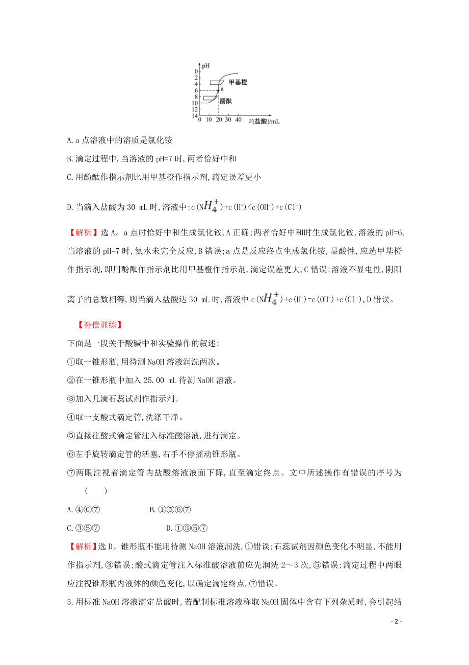 2021_2022版高中化学课时分层作业13pH的应用含解析新人教版选修.doc_第2页