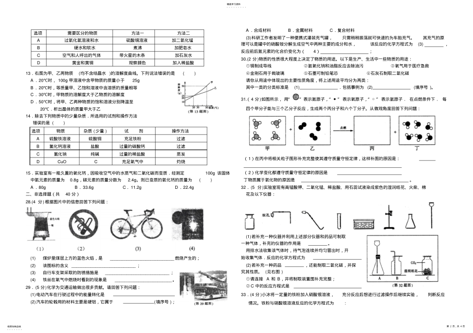 2022年中考化学模拟题成品带答案 .pdf_第2页