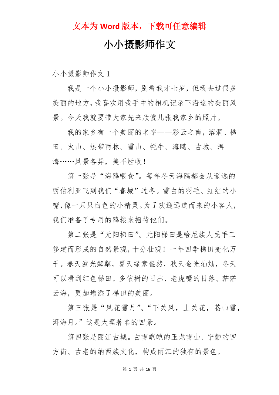 小小摄影师作文.docx_第1页