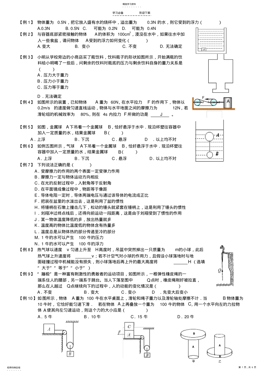 2022年中考物理经典易错题力学部分 .pdf_第1页