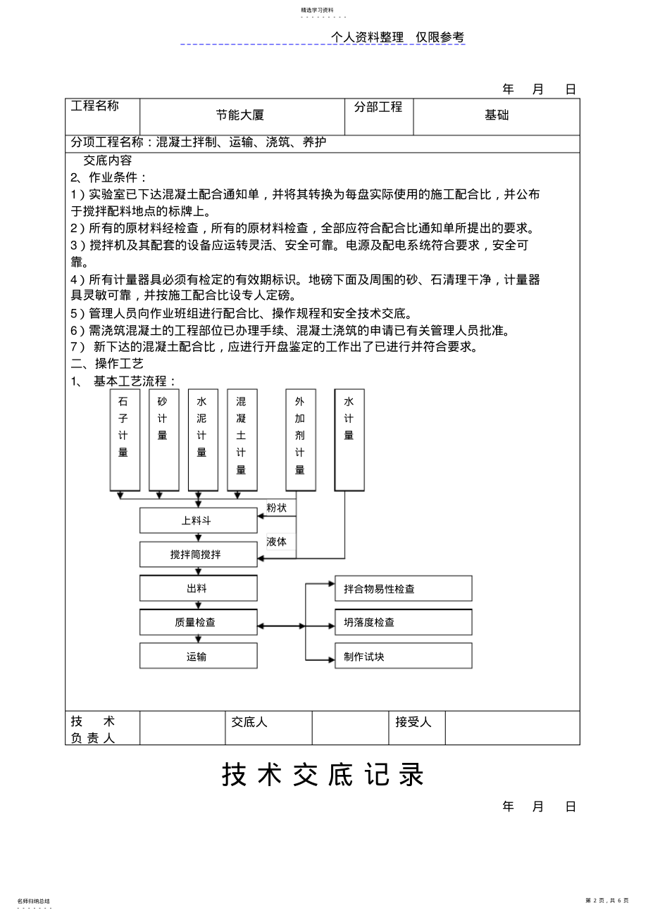 2022年混凝土拌制、运输、浇筑、养护技术交底 .pdf_第2页