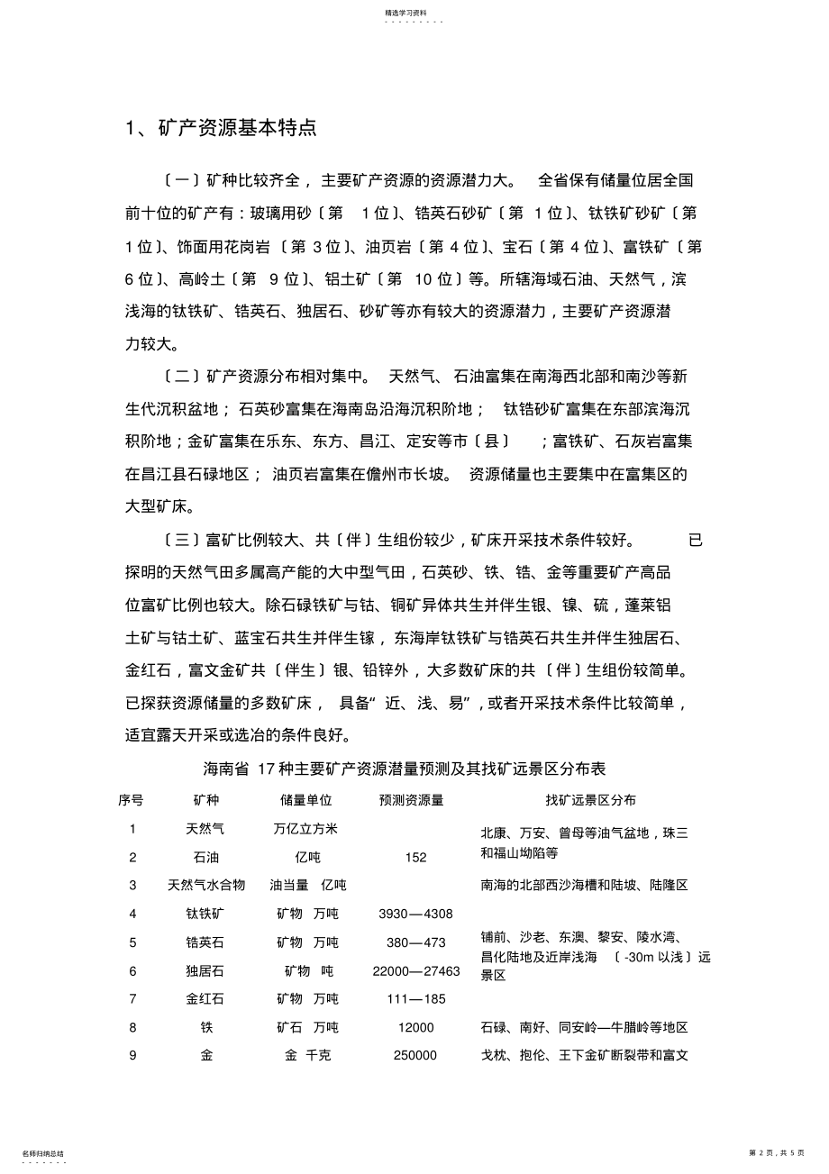 2022年海南省矿产资源概况 .pdf_第2页