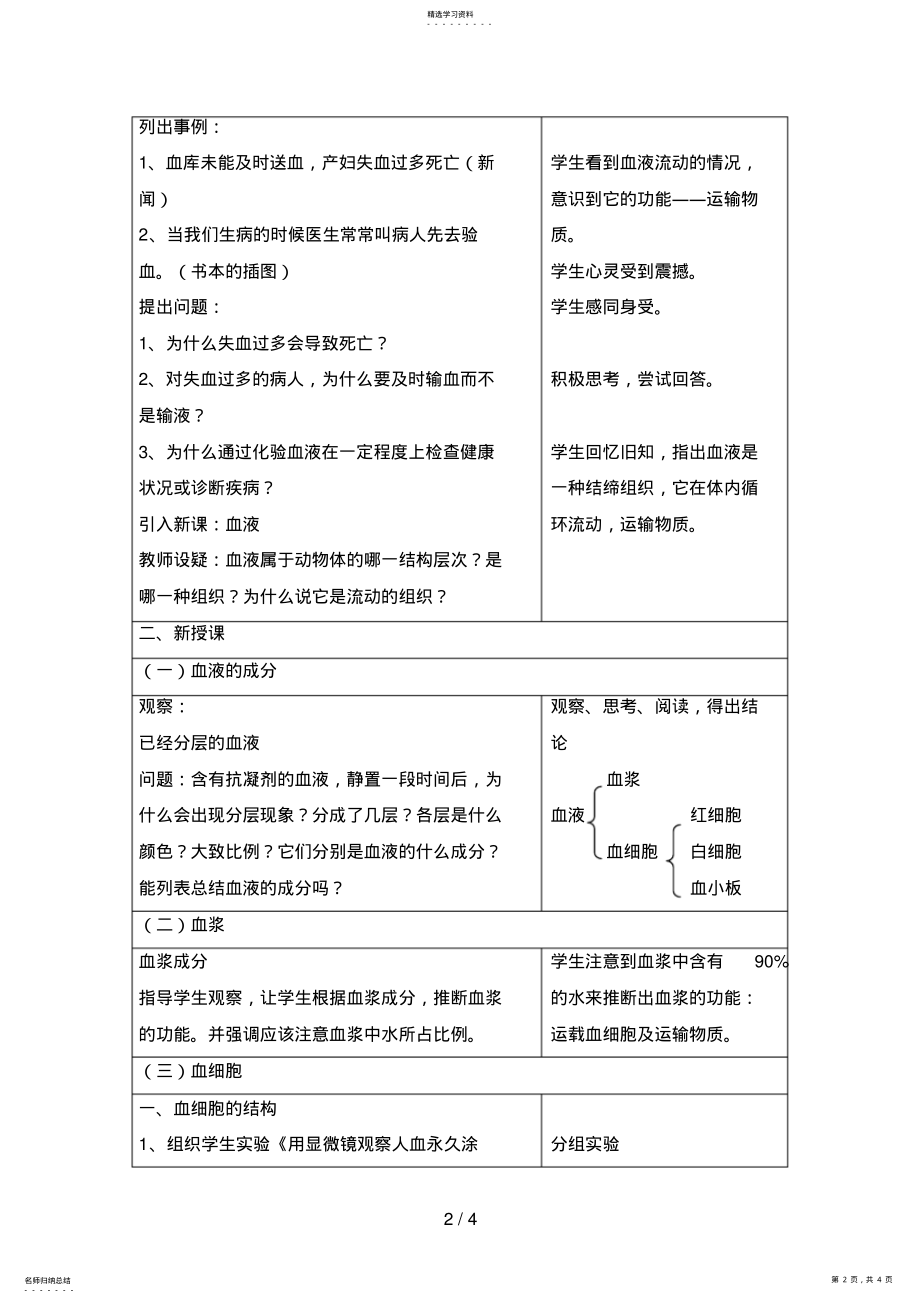 2022年流动的组织血液教学设计 .pdf_第2页