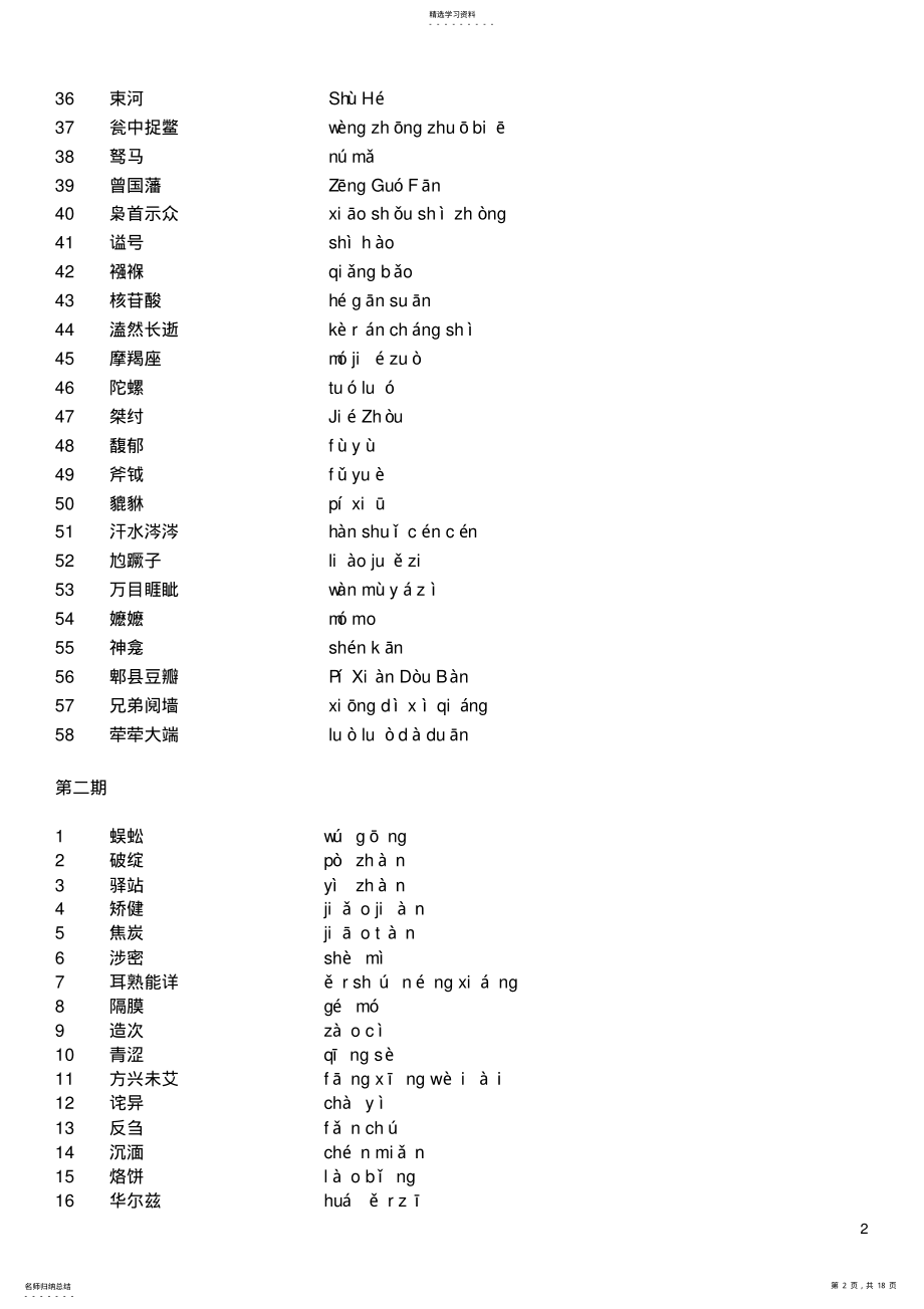 2022年中国汉字听写大会所考词语汇总 .pdf_第2页