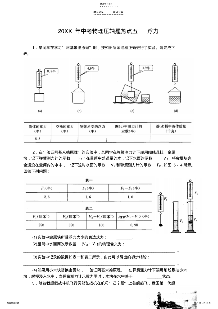 2022年中考物理压轴题热点五浮力 .pdf_第1页