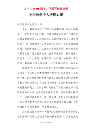 小学教师个人培训心得.docx