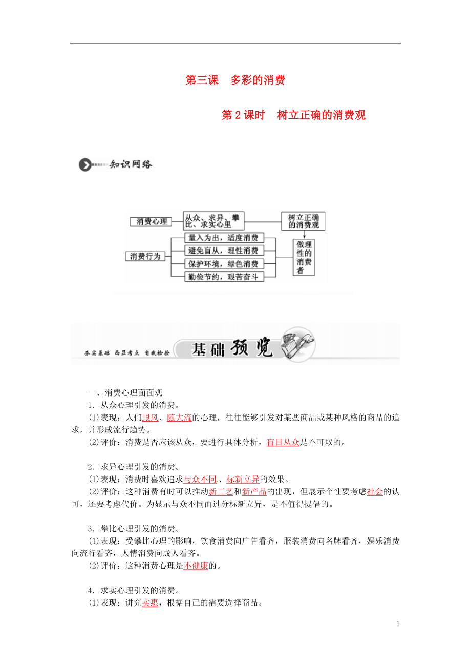 2021_2021学年高中政治第3课第2课时树立正确的消费观达标与提升新人教版必修1.DOC_第1页