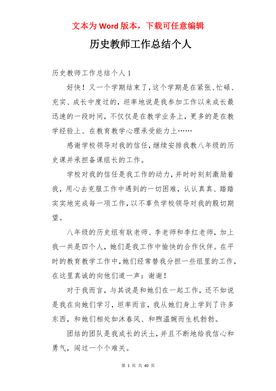 历史教师工作总结个人.docx_第1页