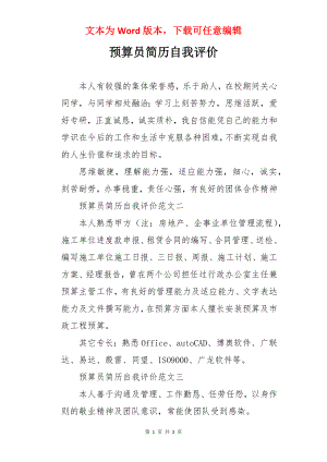 预算员简历自我评价.docx