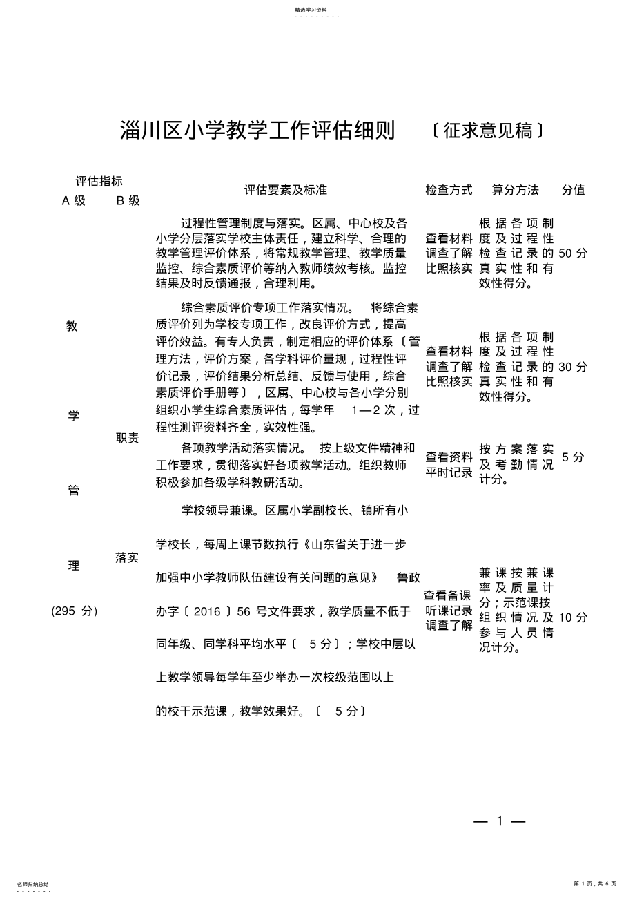 2022年淄川区小学教学工作评估细则 .pdf_第1页