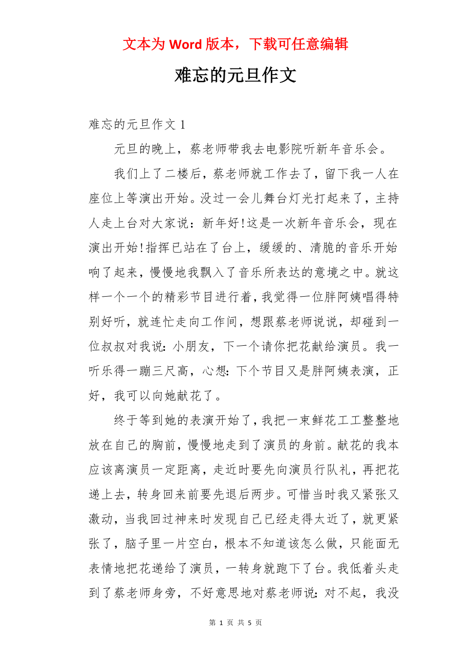 难忘的元旦作文.docx_第1页