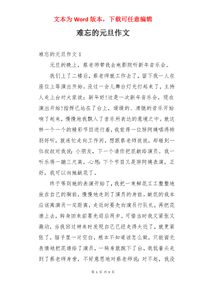 难忘的元旦作文.docx