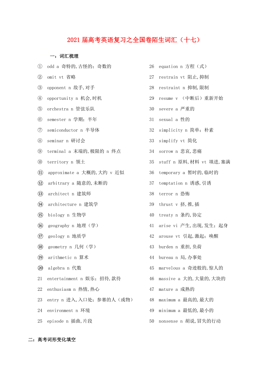 2021届高考英语二轮复习之全国卷陌生词汇十七_.doc_第1页