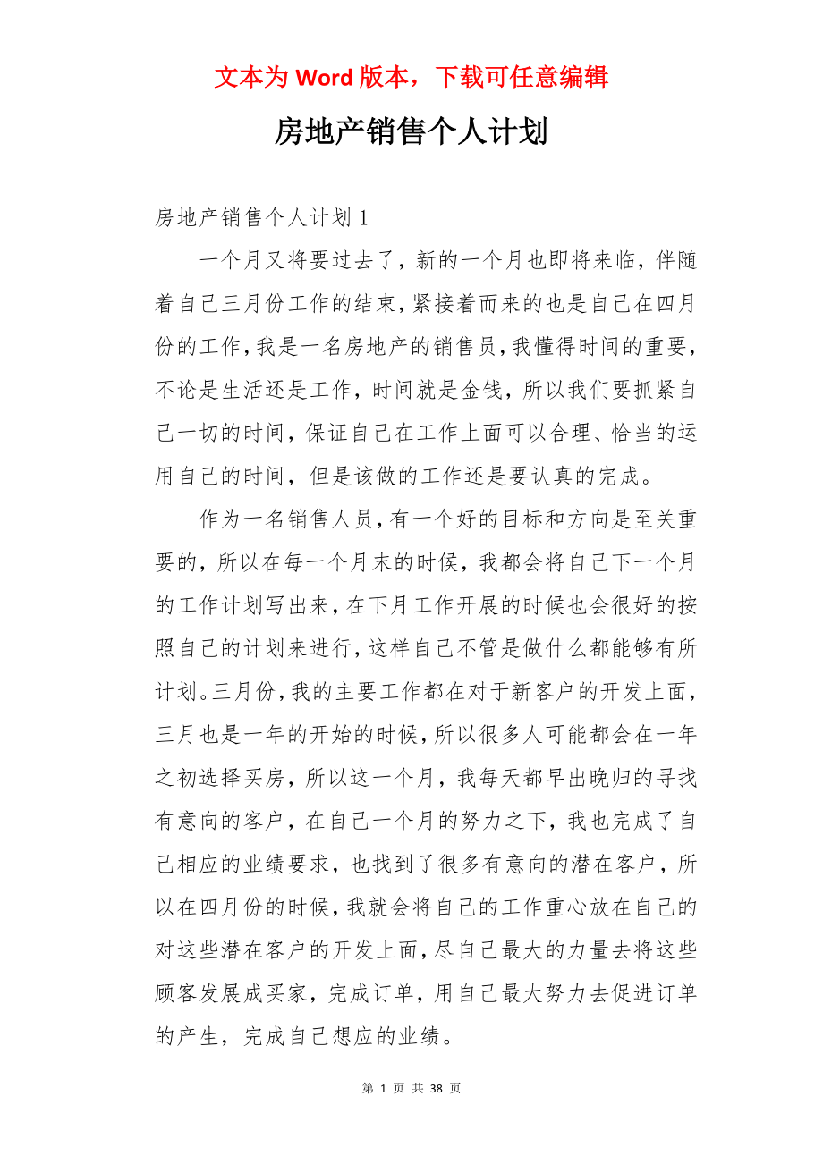 房地产销售个人计划.docx_第1页