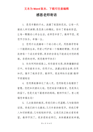 感恩老师寄语.docx