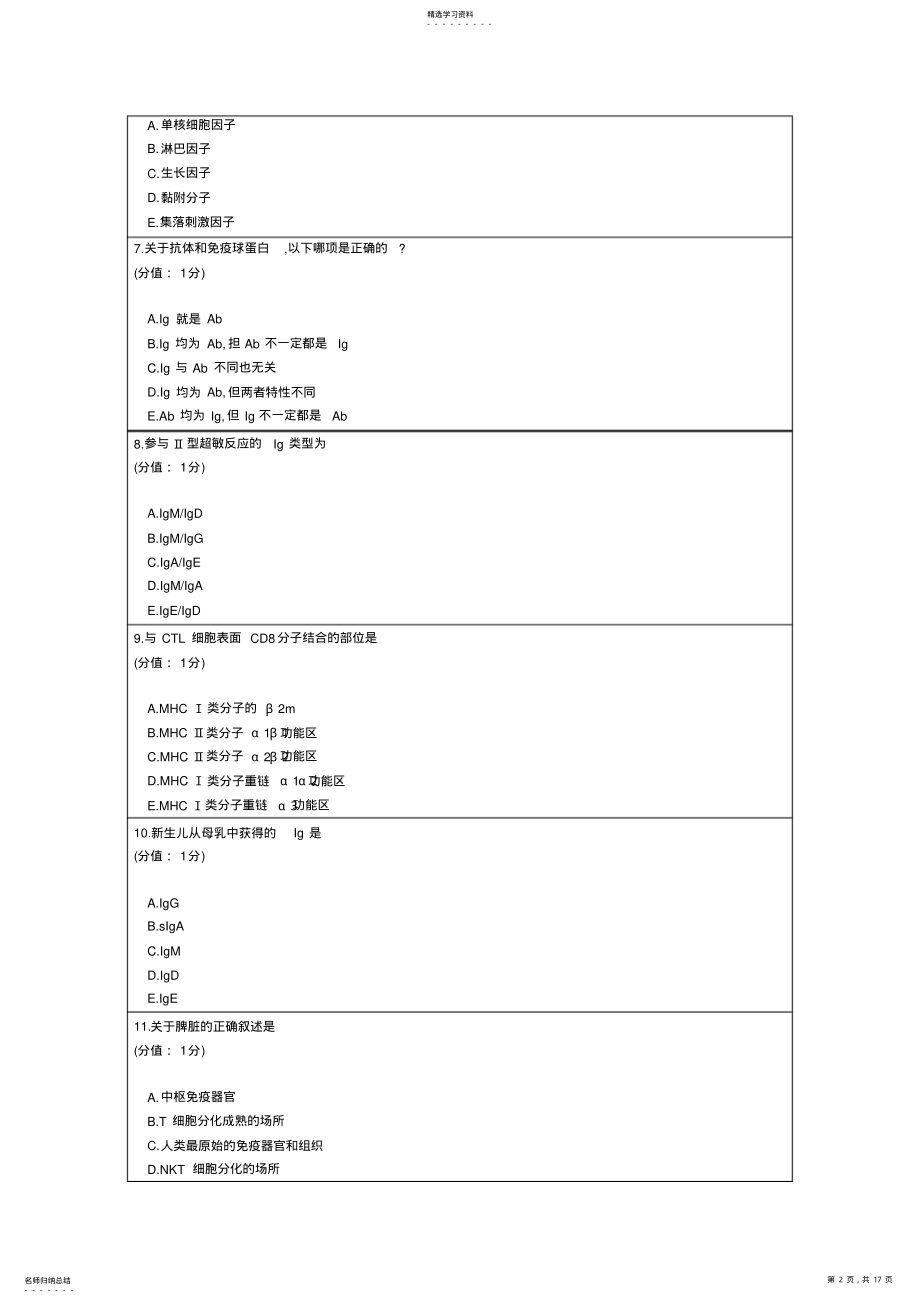 2022年中国医科大学网络教育学院医学免疫学考试题考试试题 .pdf_第2页