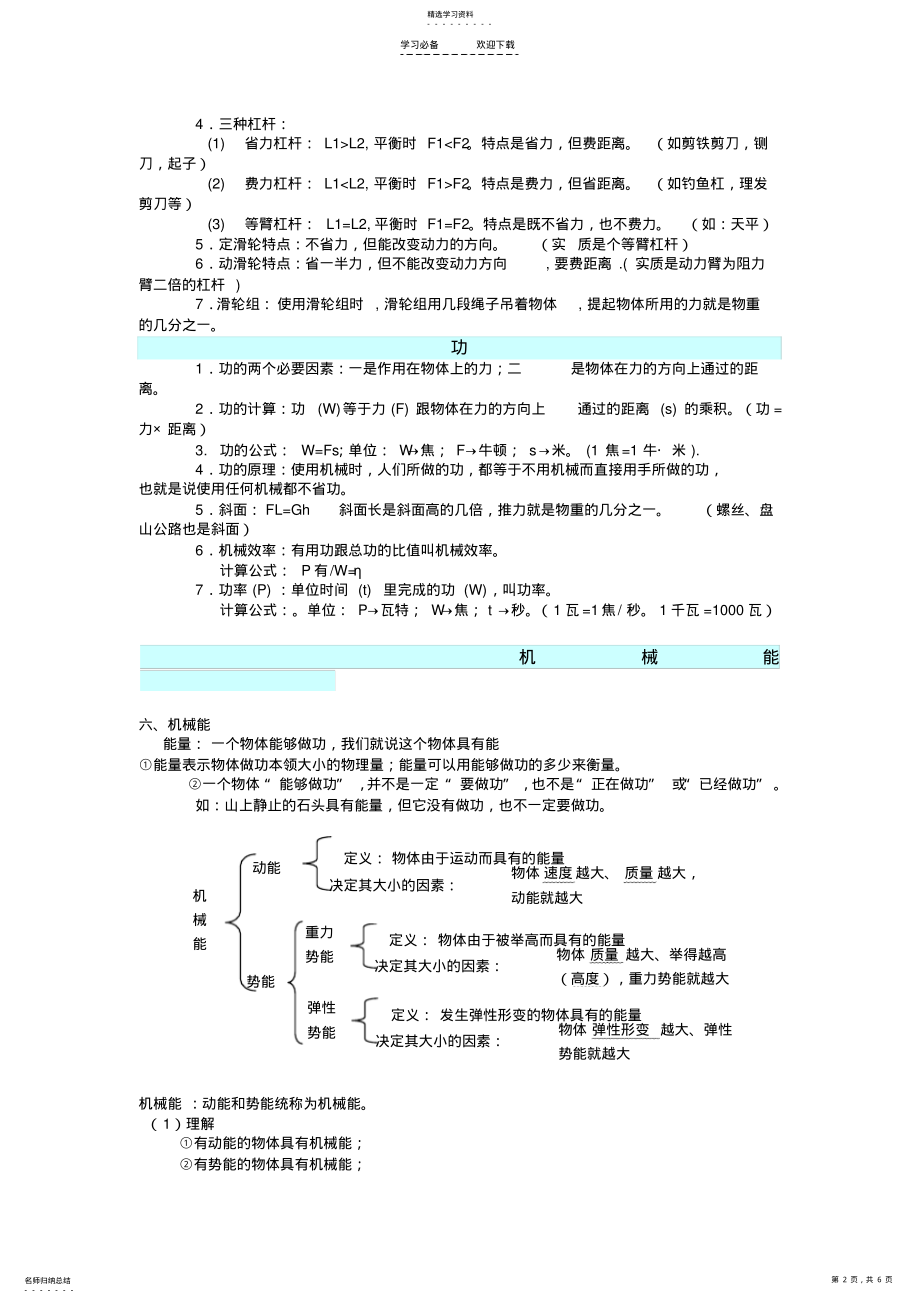 2022年中考复习专题--简单机械和功 .pdf_第2页