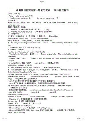 2022年中考新目标英语第一轮复习资料――课本重点复习 .pdf