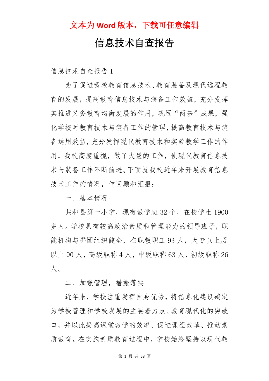 信息技术自查报告.docx_第1页