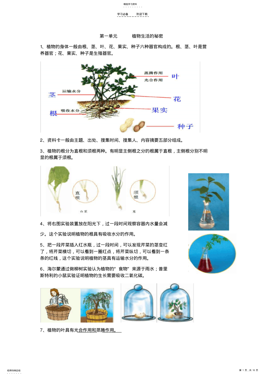 2022年湘教版四年级科学上册复习资料 .pdf_第1页