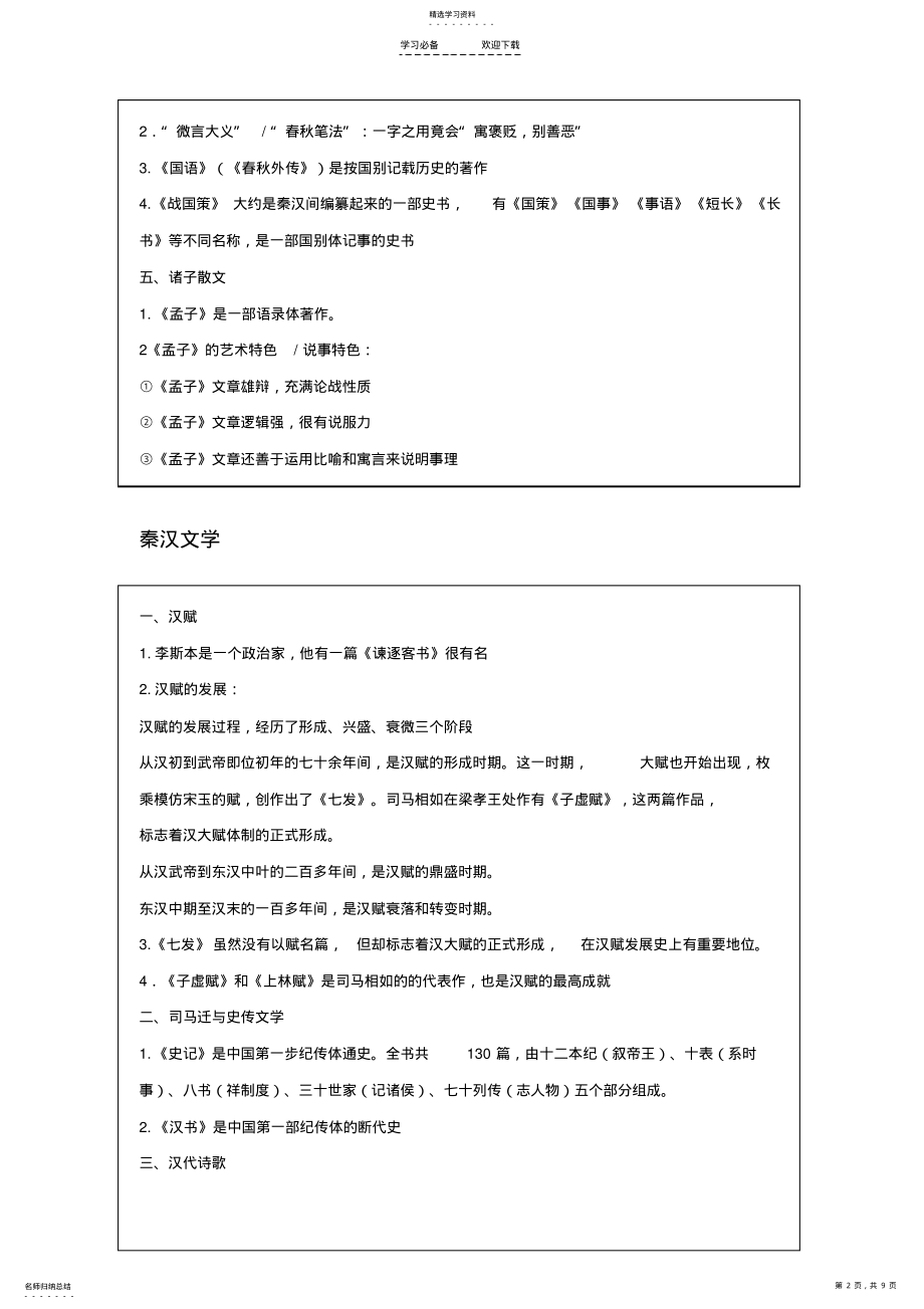 2022年中国古代文学知识点整理 .pdf_第2页