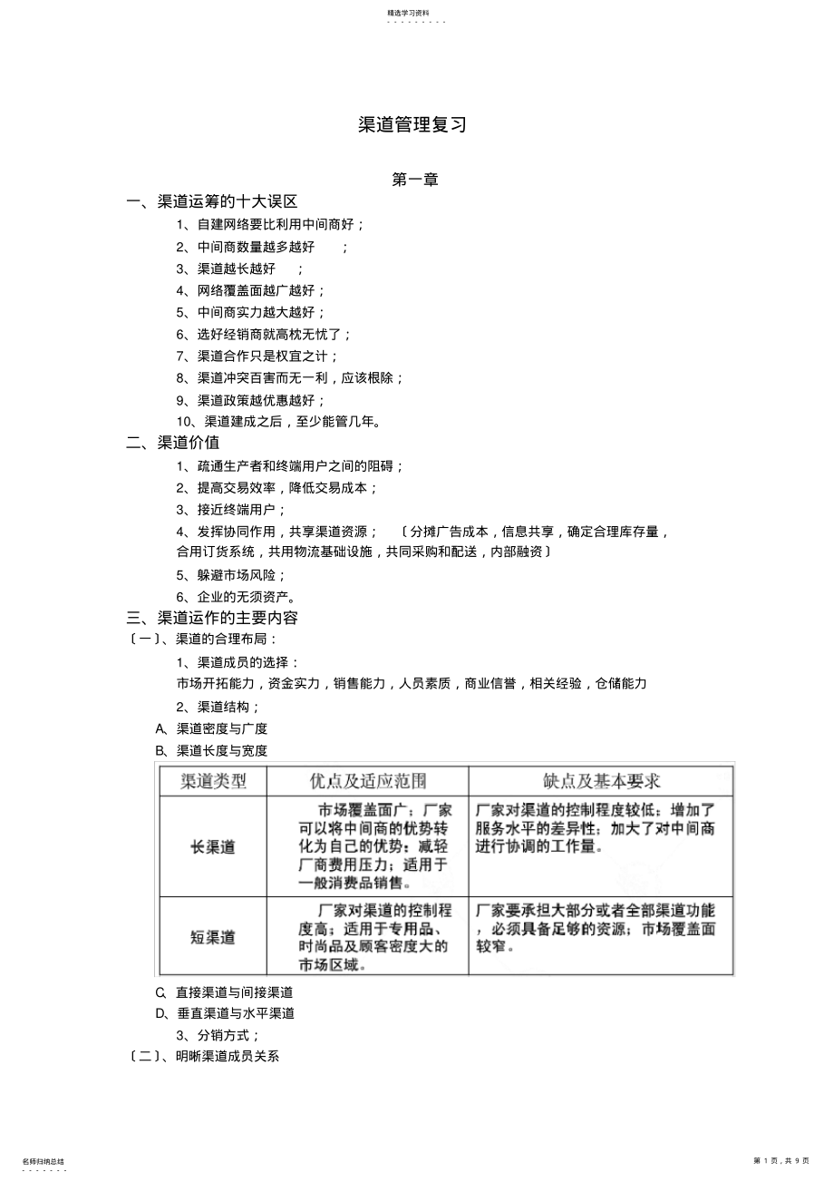 2022年渠道管理复习资料 .pdf_第1页