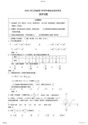 2022年海门中学中考自主招生考试数学试卷 .pdf