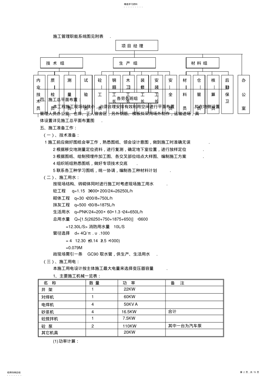 2022年洪文地下室工程施工组织设计方案方案 .pdf_第2页