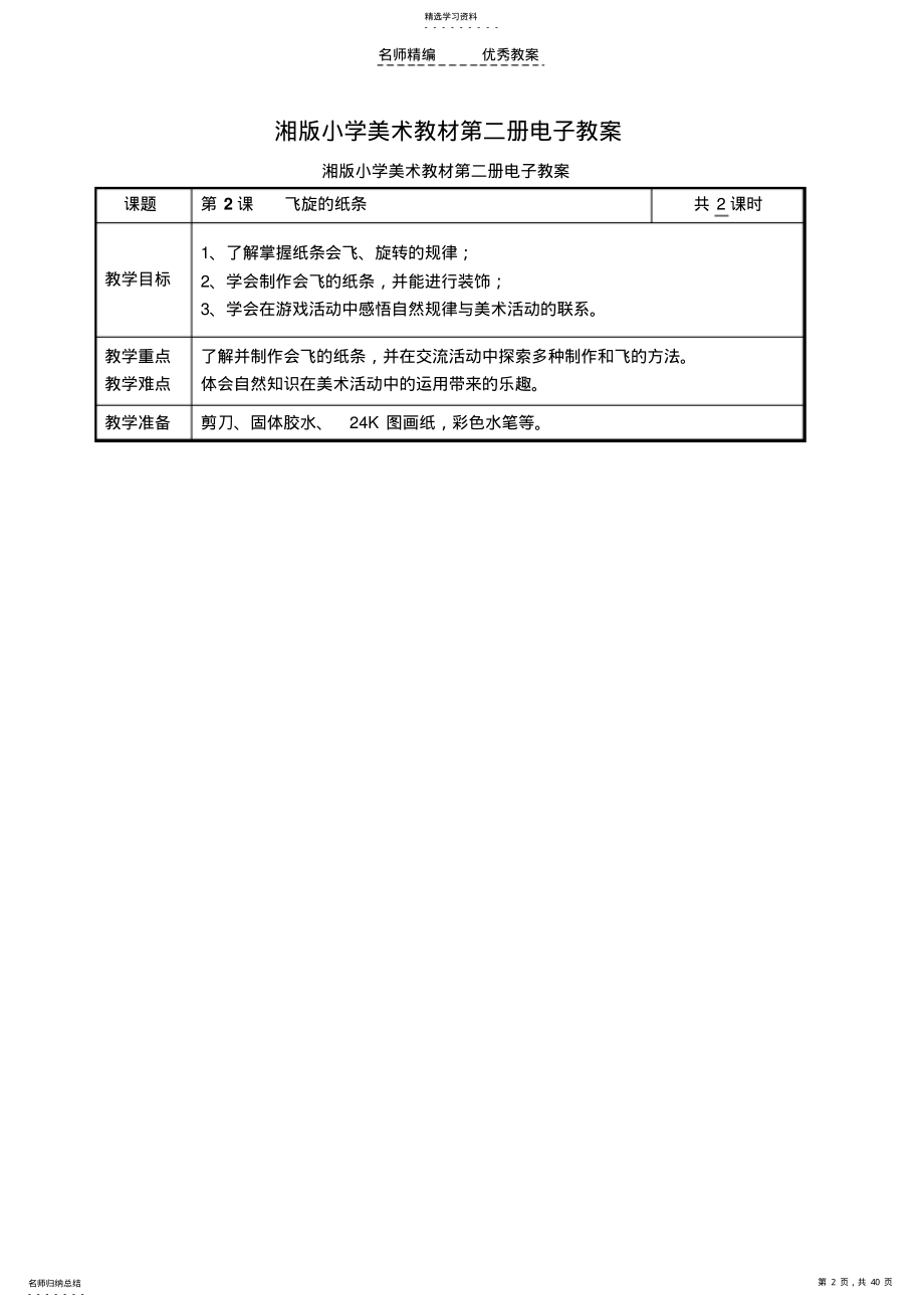 2022年湘版小学美术教材第二册电子教案 .pdf_第2页