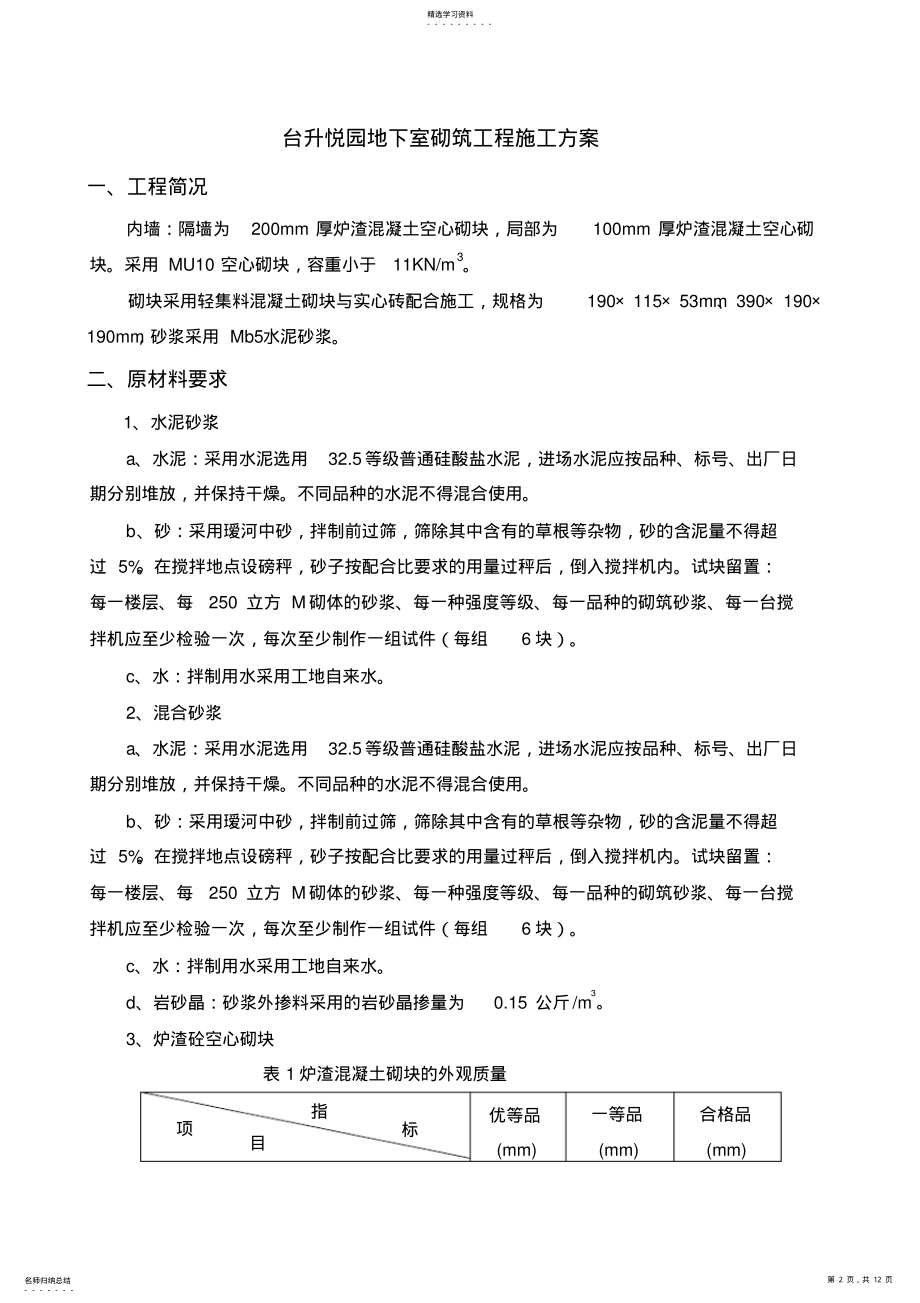 2022年混凝土空心砌块、烧结页岩砖砌筑施工专业技术方案 .pdf_第2页