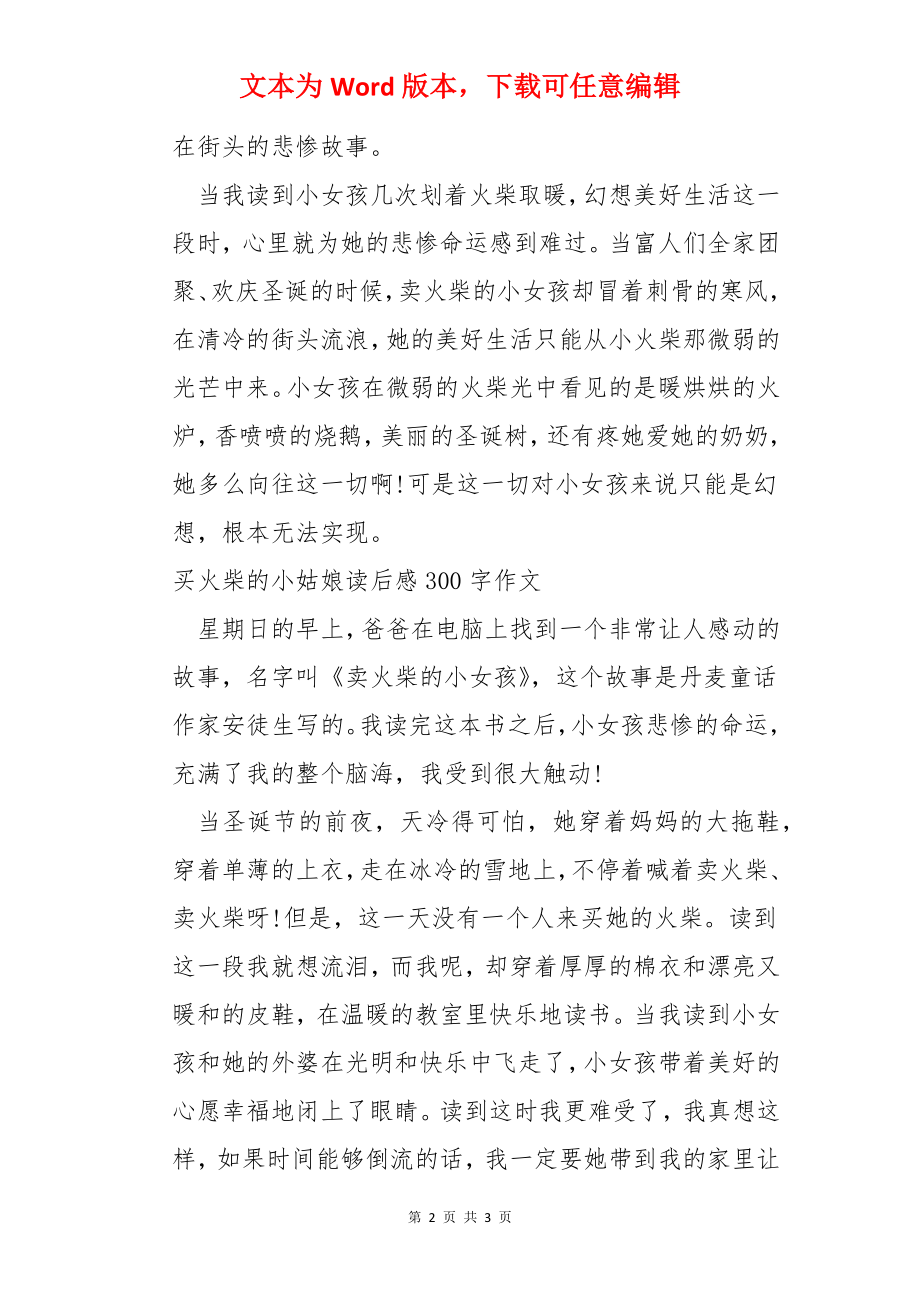 买火柴的小姑娘读后感300字作文.docx_第2页