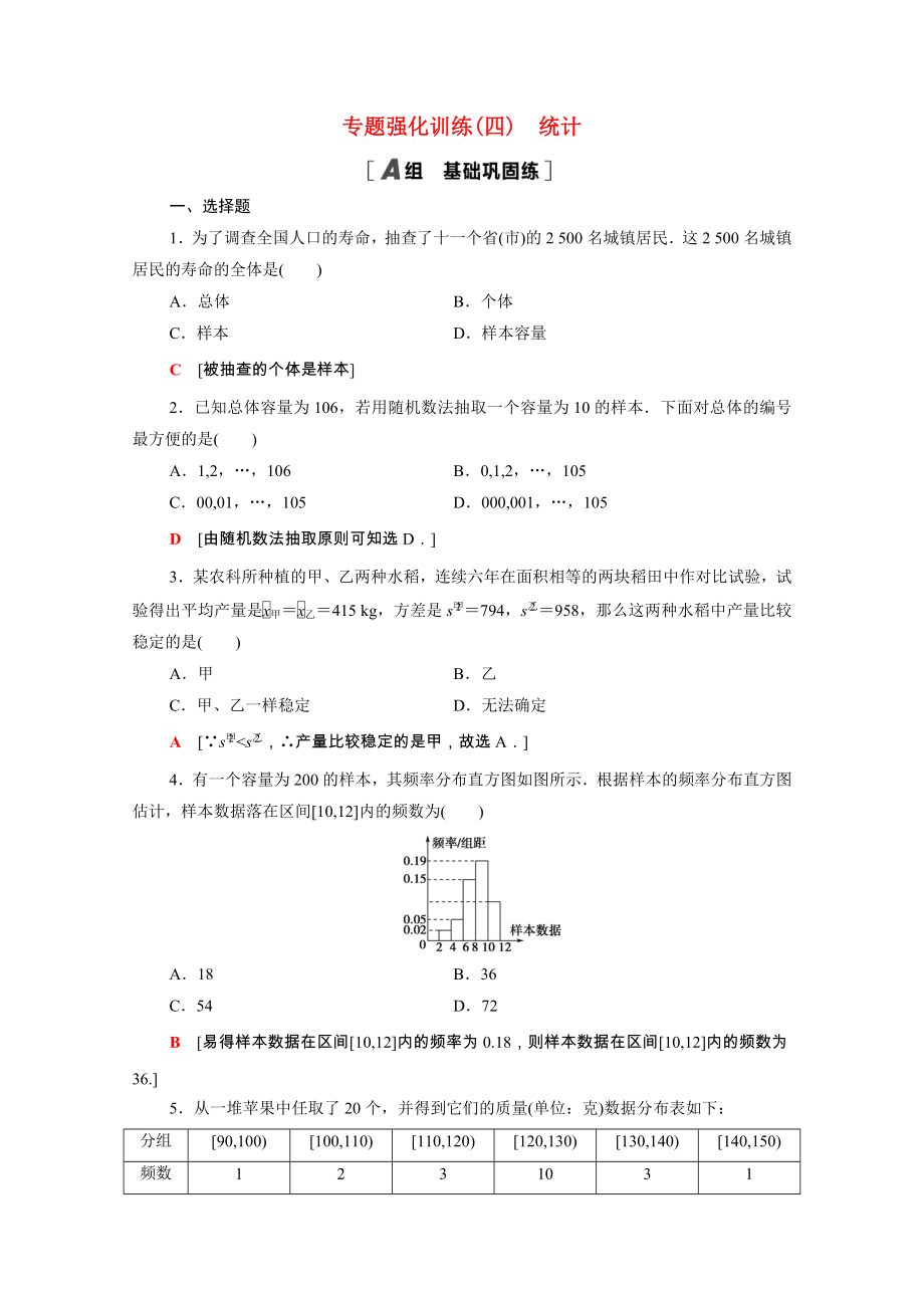 2021_2021学年新教材高中数学第9章统计专题训练含解析新人教A版必修第二册.doc_第1页