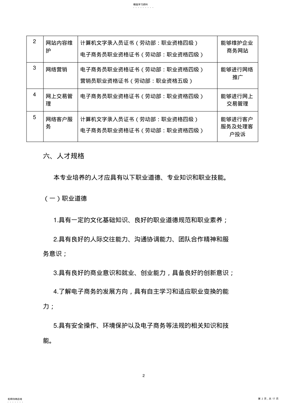 2022年中等职业学校电子商务专业标准 .pdf_第2页