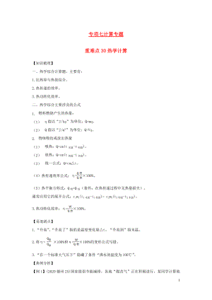 2021年中考物理重点难点专练30热学计算含解析.docx