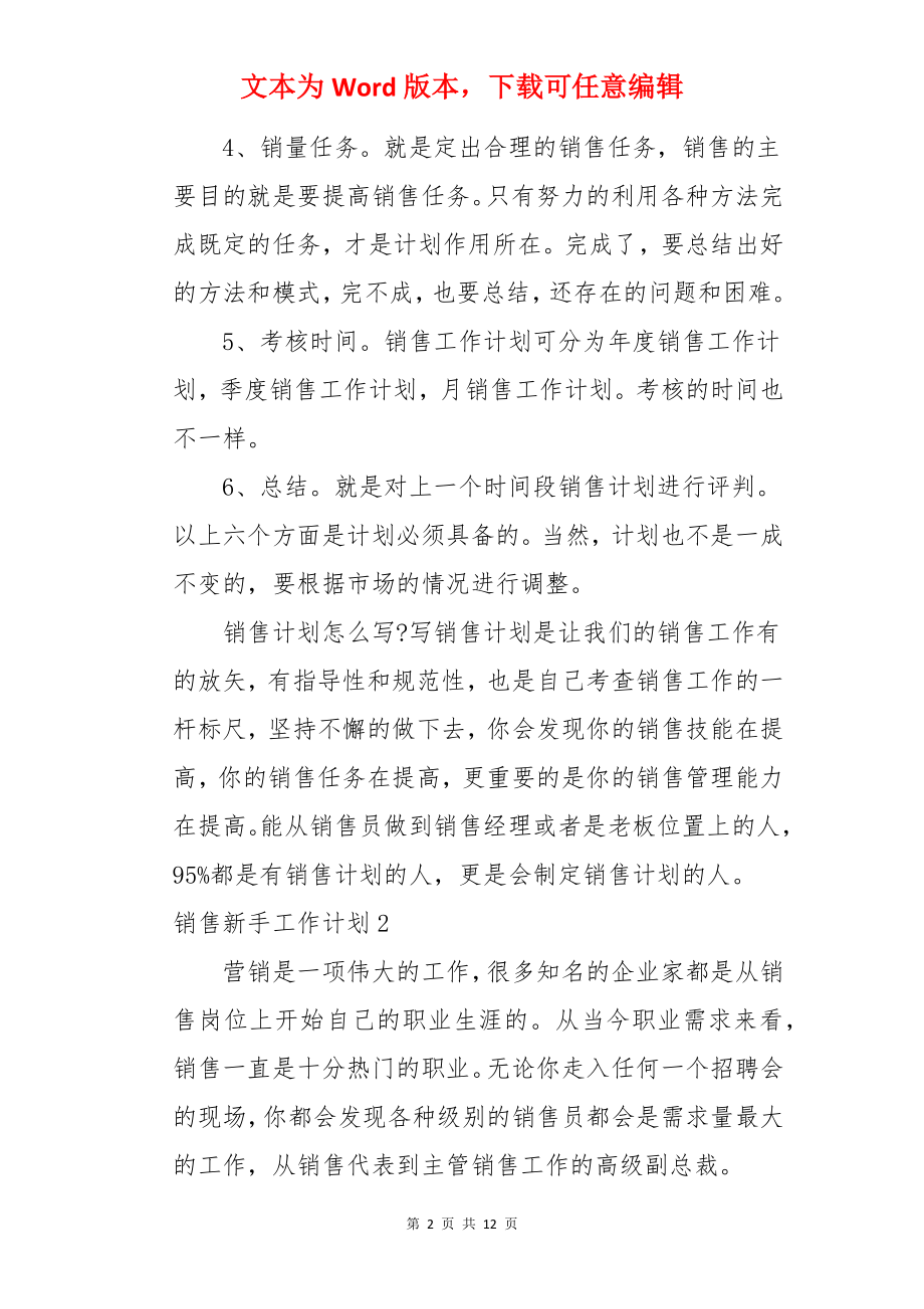 销售新手工作计划.docx_第2页