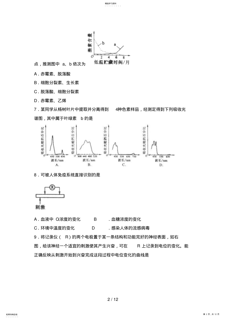 2022年海南高考生物试题及答案 .pdf_第2页