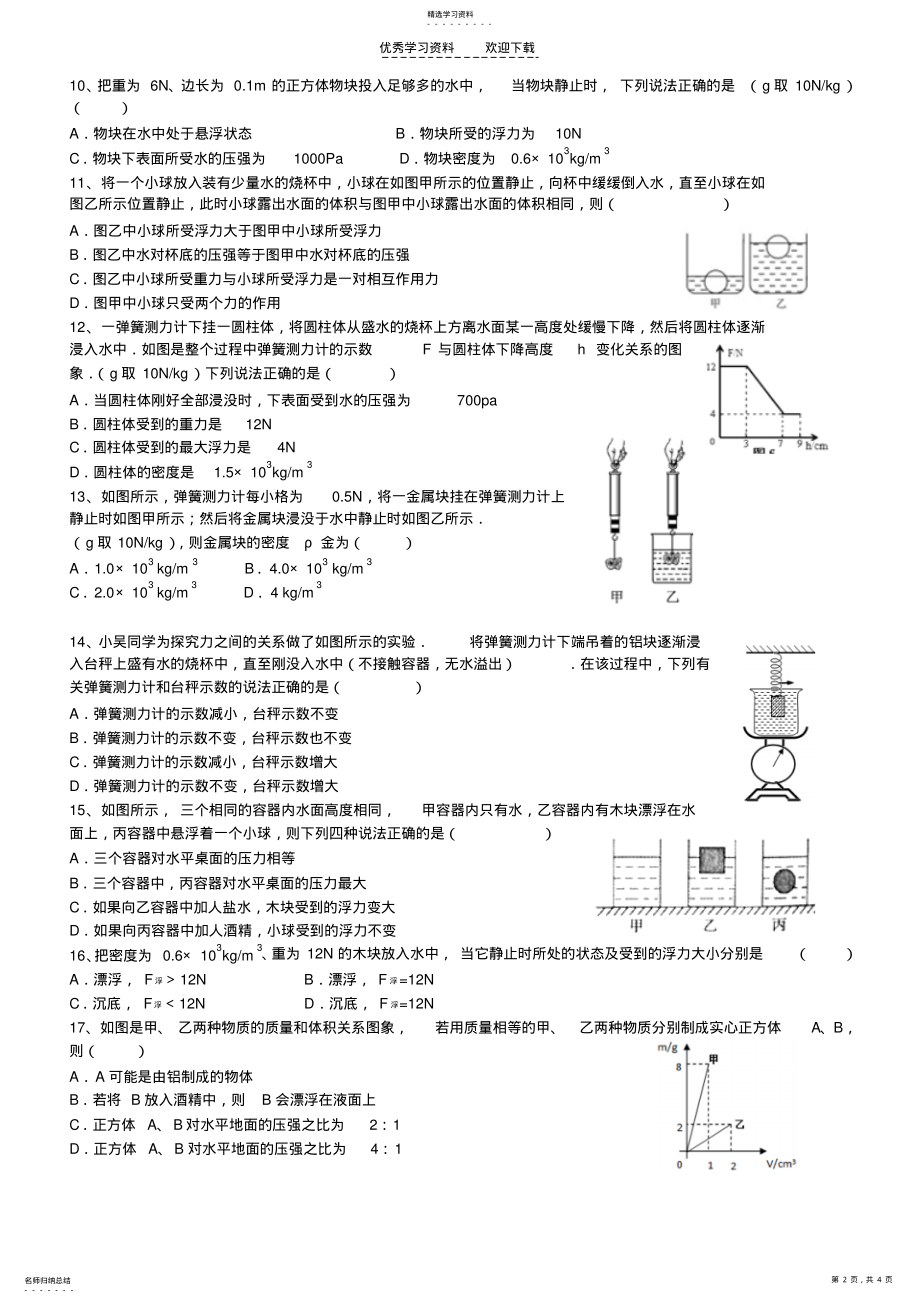 2022年中考总复习浮力专题 .pdf_第2页