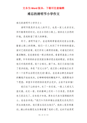 难忘的清明节小学作文.docx