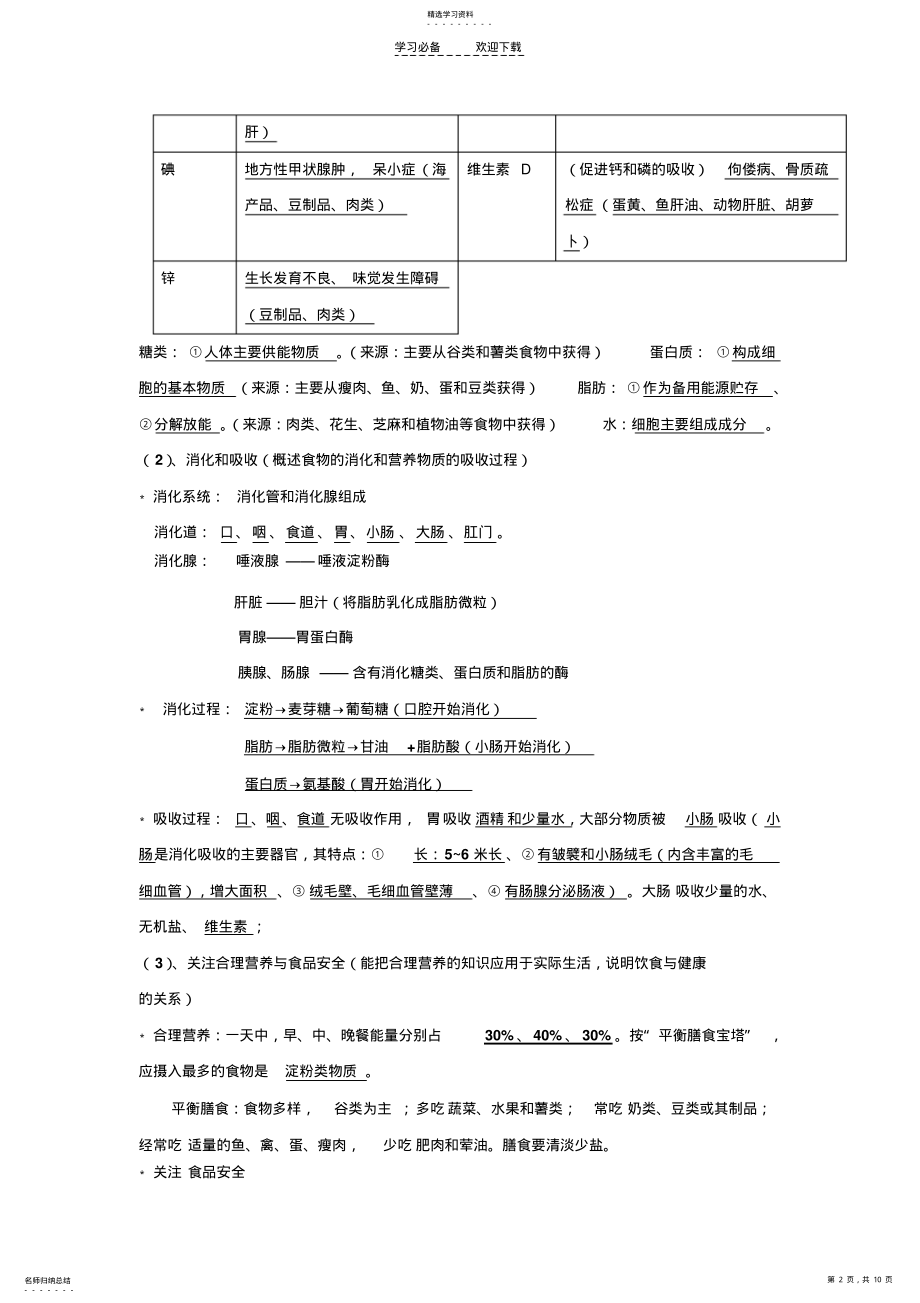 2022年中考生物生物圈中的人专题复习 .pdf_第2页