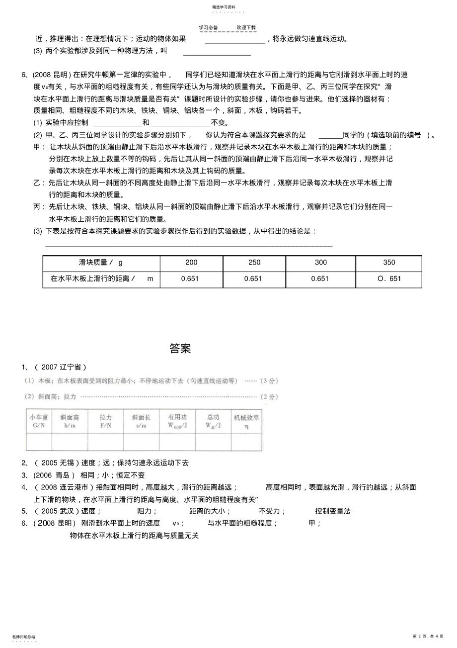 2022年物理中考力的合成牛顿第一定律二力平衡 .pdf_第2页