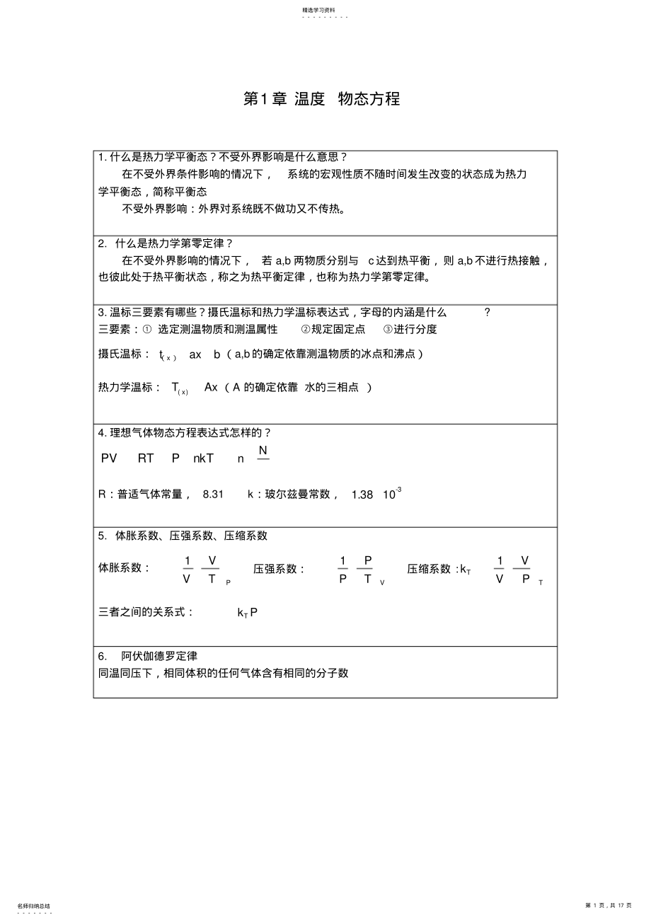 2022年热力学与统计学总结 .pdf_第1页