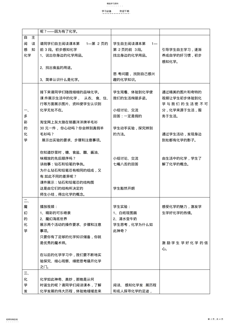 2022年九年级化学上册《绪言化学使世界变得更加绚丽多彩》教案新人教版 .pdf_第2页