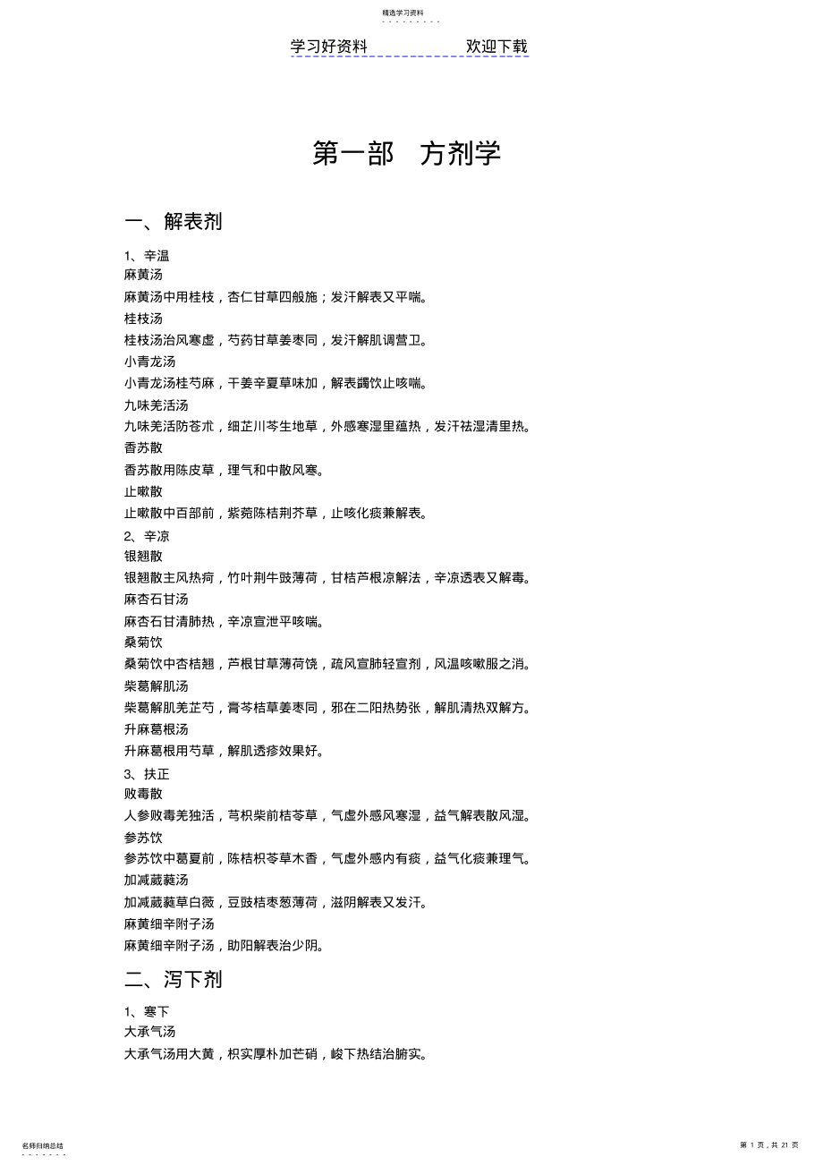 2022年中西医结合医师考试各科重点总结方剂学 .pdf_第1页