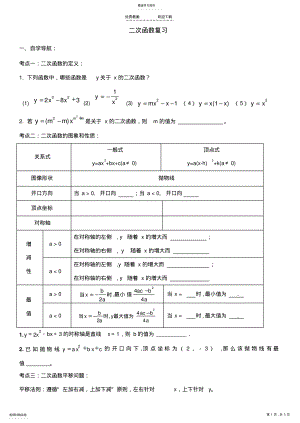 2022年二次函数复习导学案实用版 2.pdf