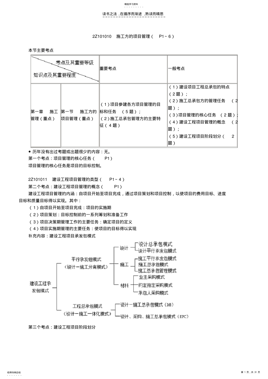 2022年二级建造师施工管理第一章笔记 .pdf_第1页