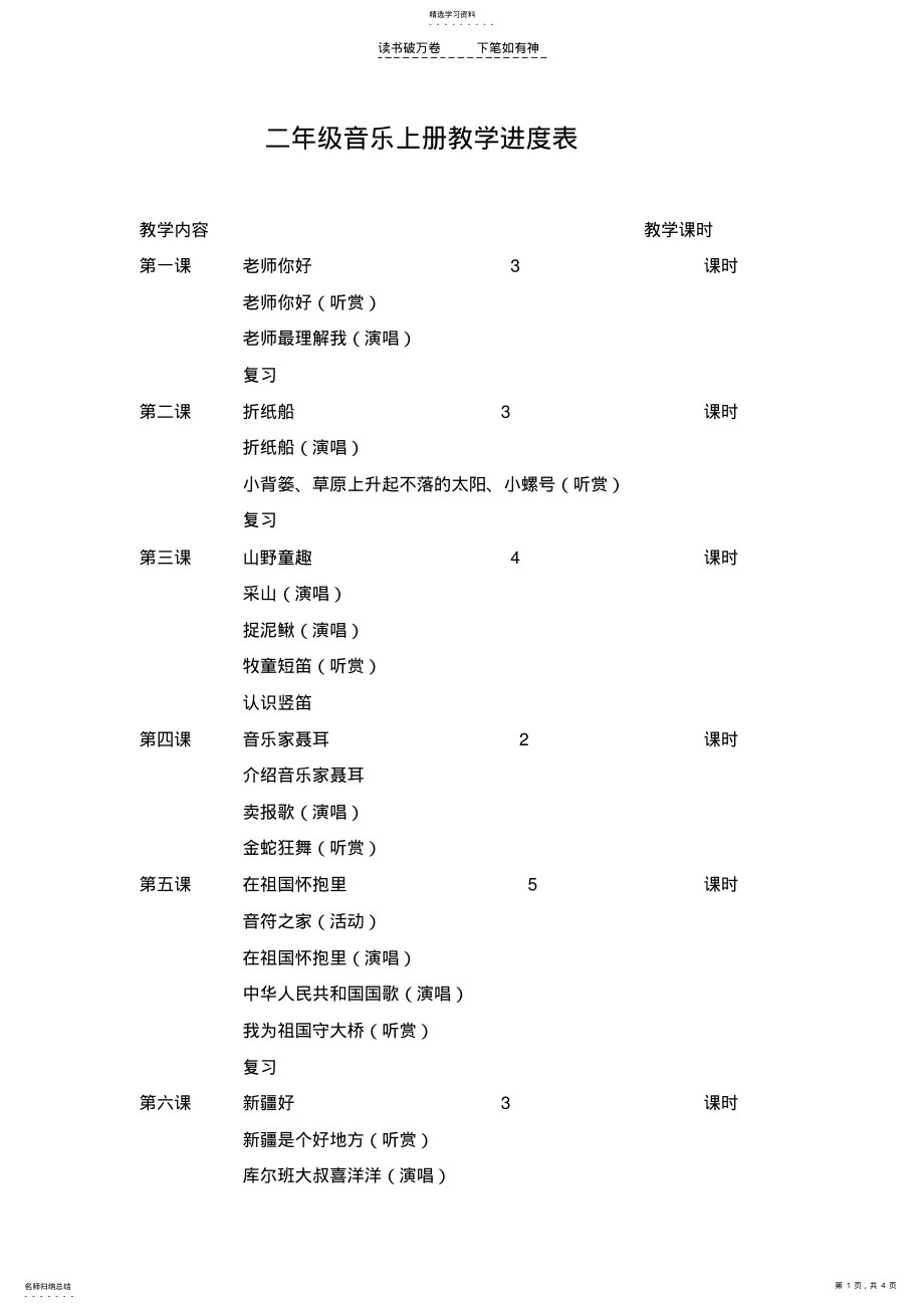 2022年二年级音乐上册教学进度表 .pdf_第1页