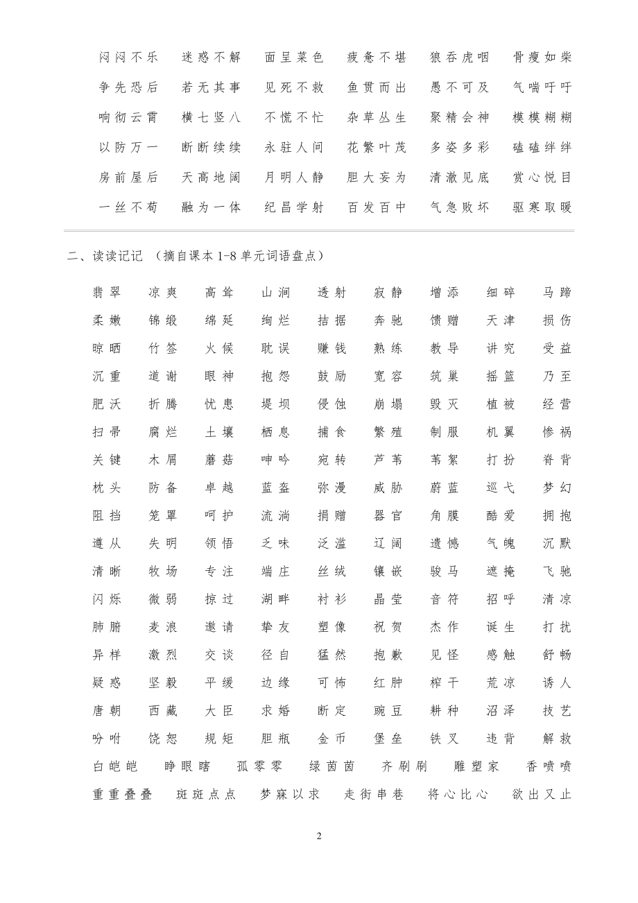 部编人教版四年级下册语文总复习资料.pdf_第2页