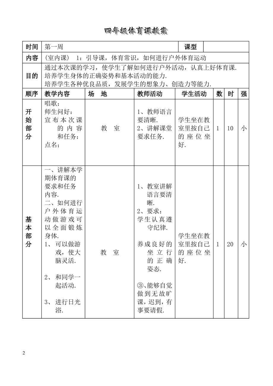 小学体育四年级下册体育教案.pdf_第2页