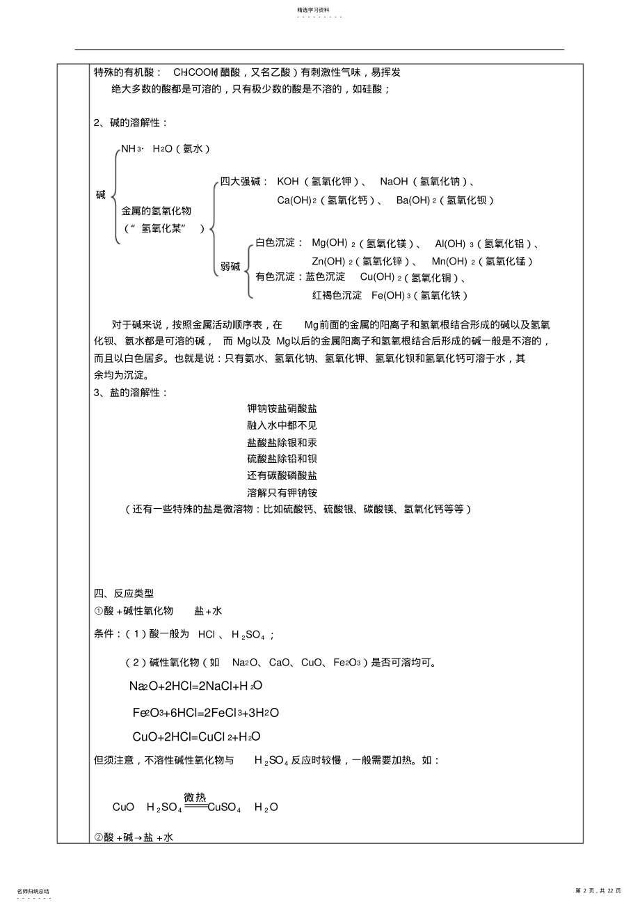 2022年九年级化学复分解反应的应用中考复习教案 .pdf_第2页