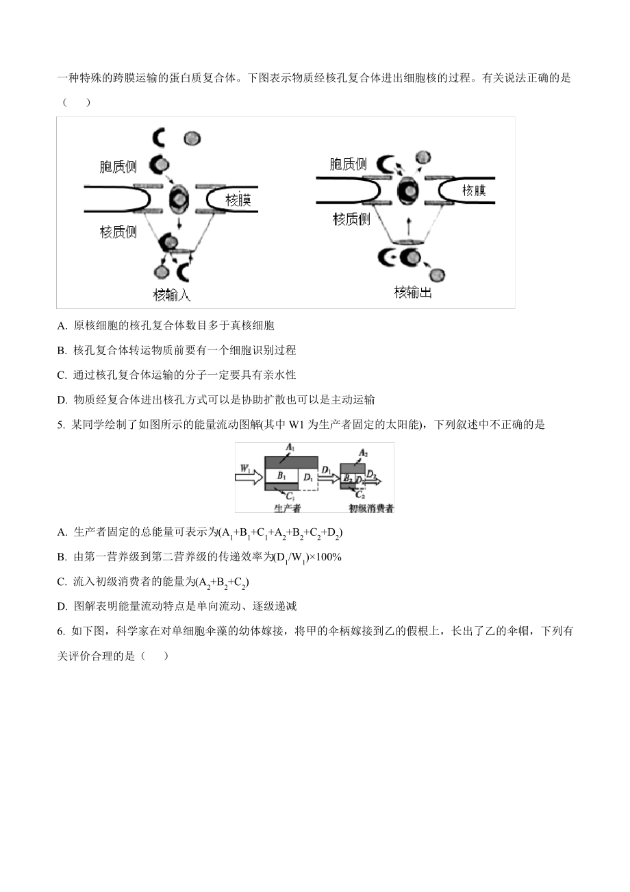 2020-2021学年山东省实验中学高三生物一模试题及答案.pdf_第2页